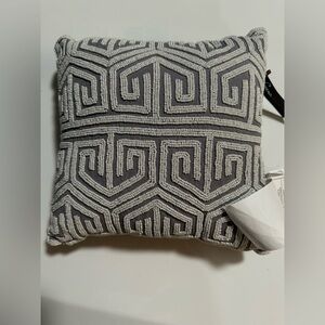 MARLO LORENZ Adriano Beaded Pillow 12x12 Gray/White Geometric Throw Pillow